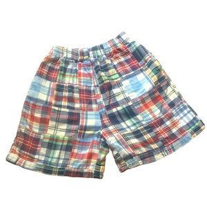 CWD KIDS Boys Preppy Madras Plaid Patch Shorts - Size 6/7